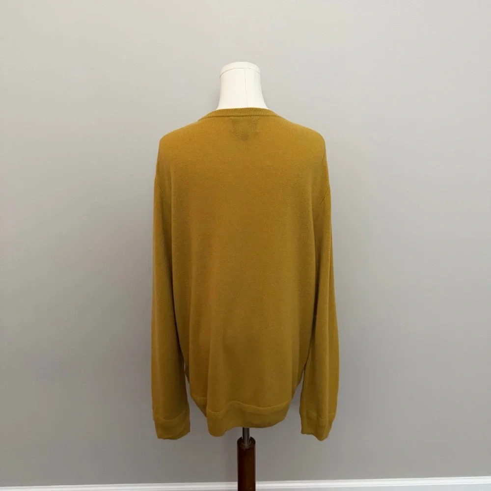 J. Crew 100% Cashmere Sweater Crewneck Elevated Basic Soft Golden Mustard Yellow